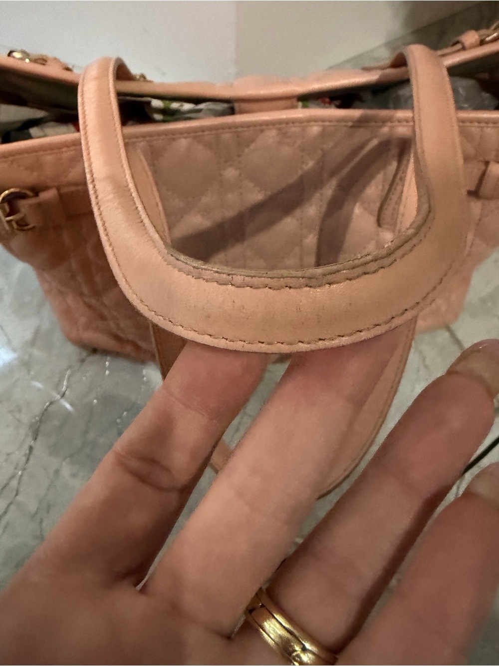 Christian Dior Panarea Cannage Pink Tote Gold Hardware Shoulder Bag - Picture 8 of 9